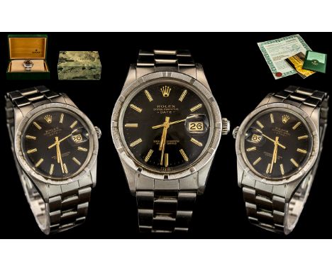 Rolex Oyster Perpetual Date - Gentleman's Stainless Steel Chronometer Automatic Wrist Watch. Ref Model 15010, Serial Number 7