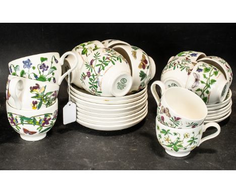 Portmeirion Tea Set, comprising Portmeirion 'Botanic Gardens' seven large teacups and eight saucers, and Portmeirion 'Botanic