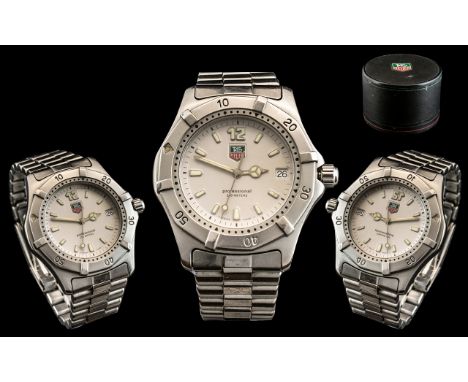 Tag Heur Professional 200 Gents Stainless Steel Wrist Watch. Model No WK1112, 2000 Series. Features Movement Quartz, Date Dis