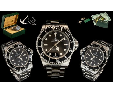 Rolex - Oyster Perpetual Submariner - Iconic Gentleman's Stainless Steel Wrist Watch. Model No 14060. Features Seconds Sweep,