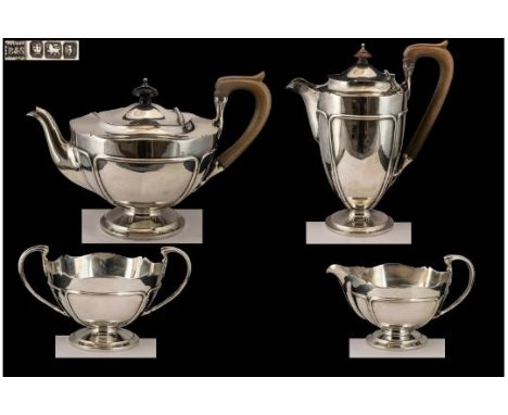 Art Nouveau Design Superb Quality Sterling Silver ( 4 ) Piece Tea Service. Of Wonderful Design and Proportions Made of a Thic