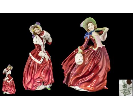 Royal Doulton - Early Pair of Hand Painted Porcelain Figures. Comprises 1/ Autumn Breezes ( Red ) HN1934. Designed L. Harradi