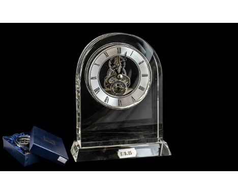 Royal Scot Crystal Mantel Clock, In Unused Condition, Comes In Original Box. Size Approx 7 by 5.5 Inches. Please See Photo. 