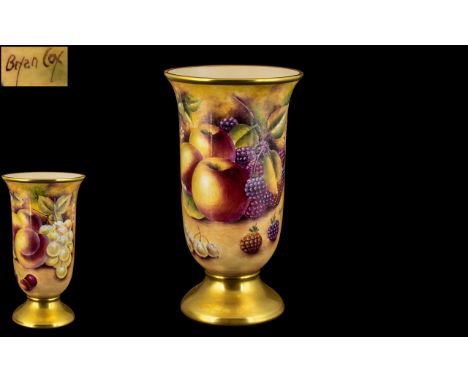 Royal Worcester Ex Artist Brian Cox Signed and Hand Painted Fruits Vase ' Fallen Fruits ' Still Life Painted to All Sides of 