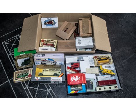 A Collection of Small Cars / Buses Diecast etc. Includes Dinky Caravan, Matchbox Van Rowntrees Jelly, Van, West Riding Bus, K
