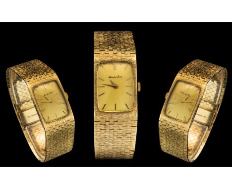 Bueche Girod - Superb Quality 1970's 9ct Gold Wrist Watch with Wonderful Integral Mesh Bracelet and Champagne Dial. Hallmark 