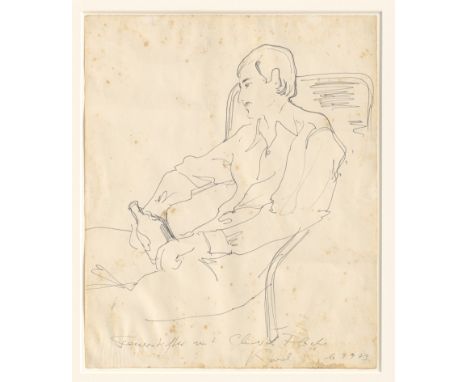 Lagerfeld, Karl -- Portrait Jacques de BascherFeder in Schwarz auf Velin. 1973.44 x 36,5 cm.Unten rechts mit Feder in Schwarz