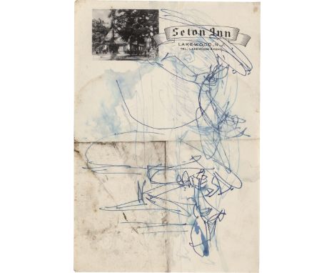 Lipchitz, Jacques -- Ideenskizzen2 Zeichnungen, recto/verso. Feder in Blau auf Briefbogen.26,4 x 18,3 cm.Figurative Ideenskiz