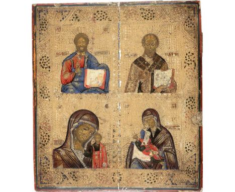 19th Century, Tempera on Wood, 35.5x31.5 cm. These icons depicting small half or shoulder-length images are for private praye