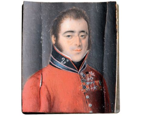 Dimensions 6x5 cm, portrait of a Russian officer, indistinct or fanciful medals (we can still see the Cross of the Order of S