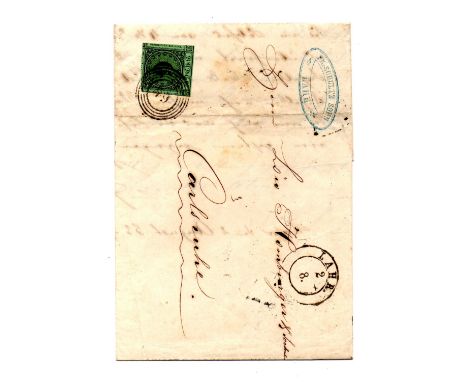Baden 1853 entire, posted by commercial outfit in LAHR, with advertising h/s, to Karlsruhe, bearing imperf 6K black/green (Mi