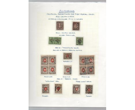 Switzerland in red SG album 1854-1934 with 41 cvrs & p.cards, good selection of early with huge cat value incl tete-beche pai