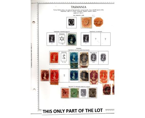 Australian States: Tasmania 1853-1912 Collection on printed leaves with a decent offering, chiefly used ranges inc dups &amp;