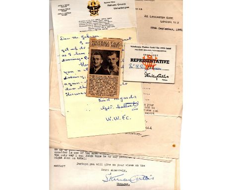 Football, Wolverhampton Wanderers FC bundle of letters dated 1950s correspondence between the club ,on headed notepaper , and