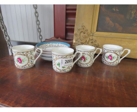Four porcelain coffee cups and saucers 