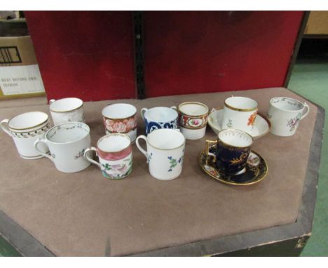 A single owner collection of coffee cans, two with saucers: Royal Vienna, Newhall, Meissen, Spode, transferware dragon cup, e