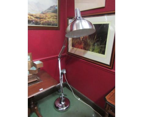 A chrome oversized angle-poise style standard lamp 