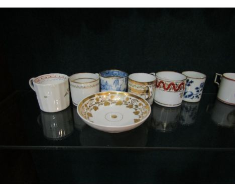 A single owner collection of coffee cans and two saucers: Lowestoft, Derby, Chinese export, Rue de Bondy (14) some a/f 