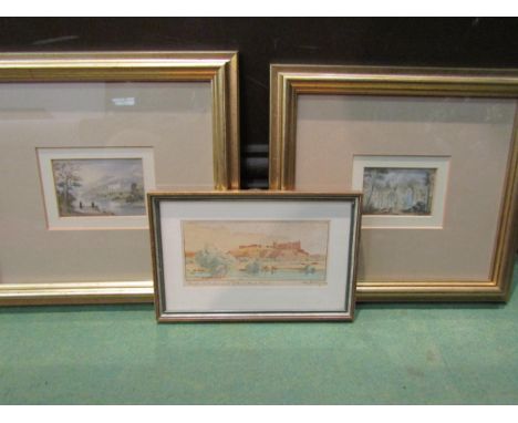 Two framed coloured prints together with a watercolour (3) 