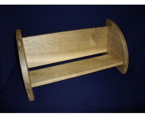 Carved oak Robert Thompson 'Mouseman' book trough (45.5cm x 21cm x 21cm)