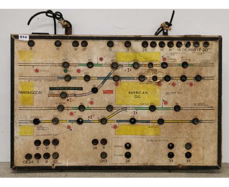 A vintage underground train locator, 83 x 53cm.