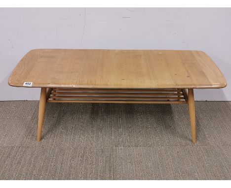 An Ercol light beechwood coffee table, L. 104cm, H. 36cm.