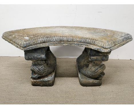 A vintage concrete garden bench, W. 105cm, H. 40cm.