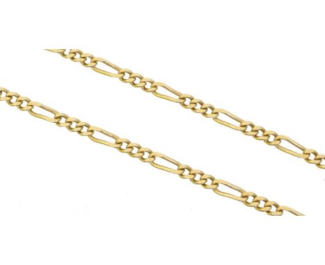 A chain necklace, A chain necklace, the flat curb link chain with a spring clasp, stamped 585, length 42cm, gross weight 12.6