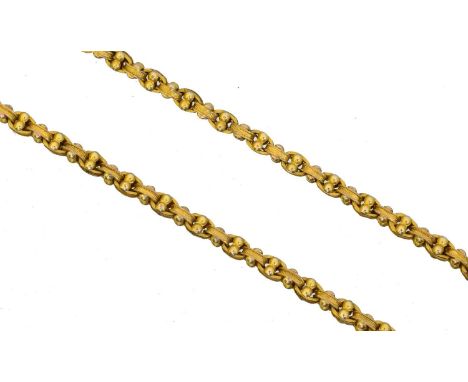 A late Victorian chain necklace,  A late Victorian chain necklace, the fancy link chain with barrel clasp, stamped 9c, date l
