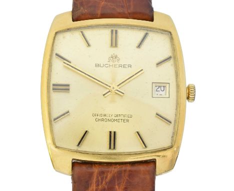 An 18ct gold Bucherer automatic chronometer wristwatch,   An 18ct gold Bucherer automatic chronometer wristwatch, ref. 1523, 