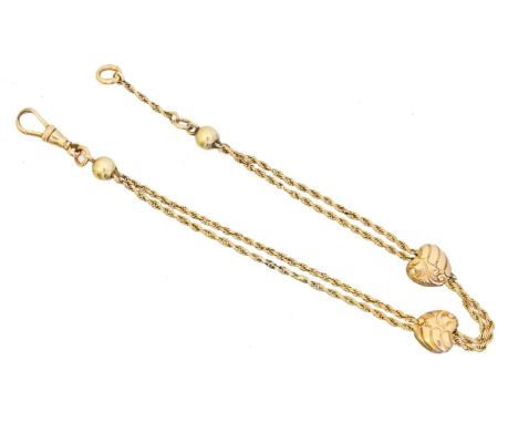 An Albertina chain, An Albertina chain, the double rope chain with heart shaped spacers and lobster clasp, stamped 9ct, lengt