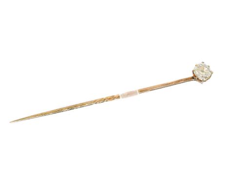 A diamond stickpin, A diamond stickpin, the old cut diamond weighing approx. 0.65ct within an eight claw setting, estimated c