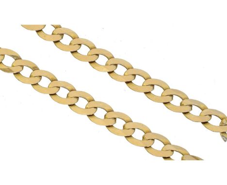 A 9ct gold chain necklace, A 9ct gold chain necklace, the flat curb link chain with spring clasp, hallmarks for Birmingham, l