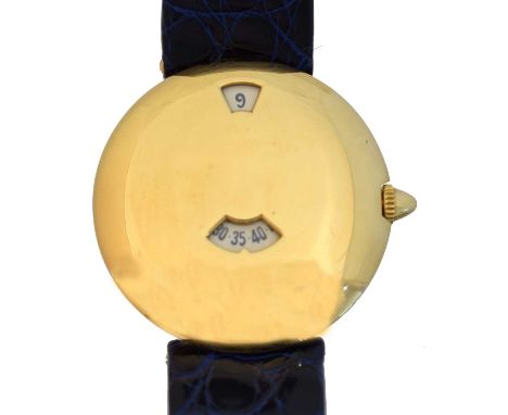 An 18ct gold Chaumet 'Jump Hour' quartz wristwatch,  An 18ct gold Chaumet 'Jump Hour' quartz wristwatch, ref. 11A-217, the po