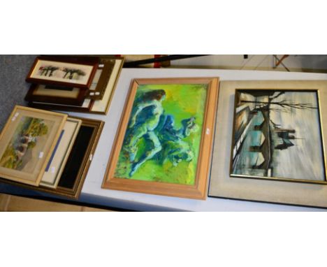 Roy Watson (20th Century), Music For The End Of Summer, oil on panel, signed and dated together with Gerald Holmes, Newby Bri