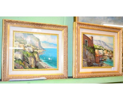 R Pisani, pair of oils, Italian lake scenes 