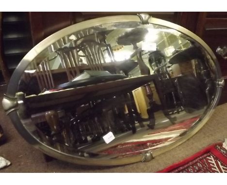 ART DECO wall mirror with brass and chrome frame. 