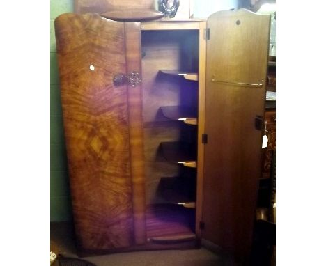 ART DECO walnut robe with two blind doors. { 159cm H X 85cm W X 44cm D }. 