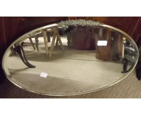 ART DECO silvered brass wall mirror with bevelled plate. 