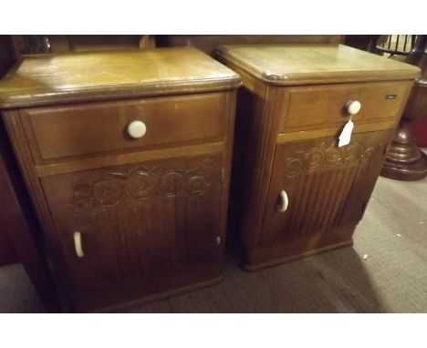 Pair of ART DECO oak bedside lockers. 