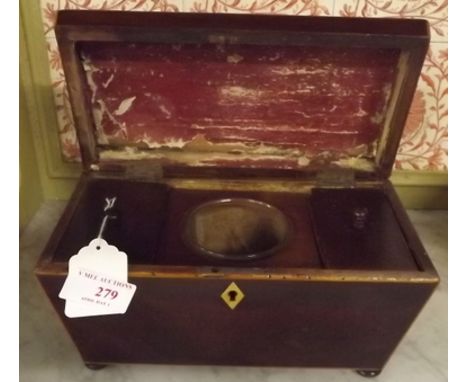 Geo. mah. tea caddy with glass mixing bowl.