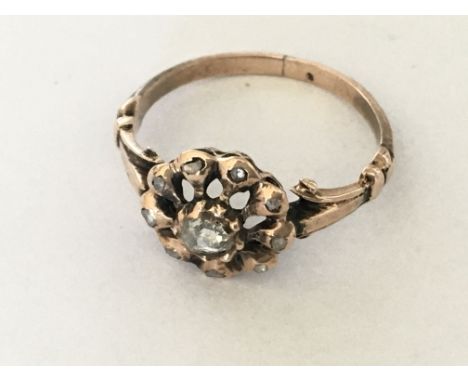 8ct rose gold vintage style ring set with a cluster of rose cut diamonds, diamonds 0.24ct approx