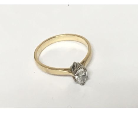 An 18carat gold ring set with a single Marquise diamond approximately 0.25 carat believed to be colour H and SI1 clarity. Rin