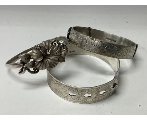 3 vintage Sterling silver bangles