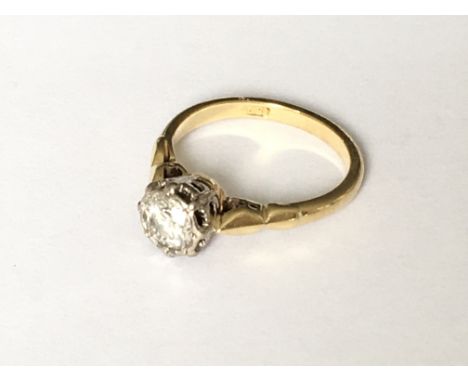 An 18ct gold diamond single stone ring, diamond size approx 1/2 carat