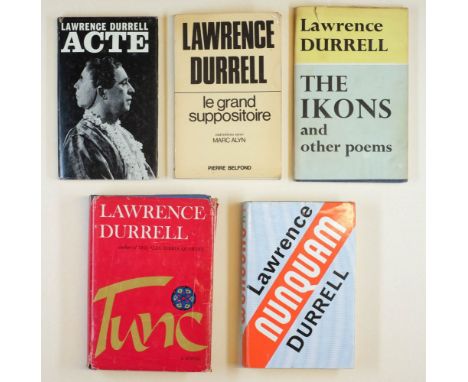 Durrell (Lawrence, 1912-1990). Acte, first edition, Faber &amp; Faber, 1965, signed presentation inscription in red fibre pen
