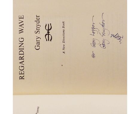 Snyder (Gary). Regarding Wave, 1970, New York, inscribed by the author to the title page 'For Gary Lepper Gary Snyder', origi