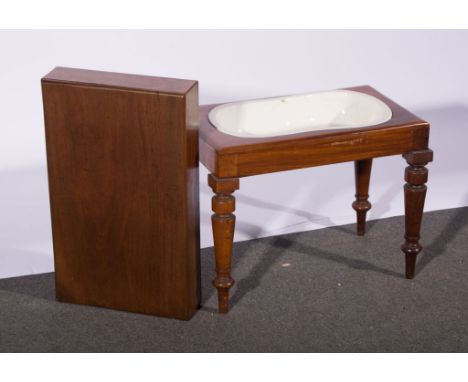 Victorian mahogany commode, turned legs.