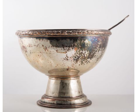 Electroplated punch bowl, plated ladle and a Victorian circular salver, (3)