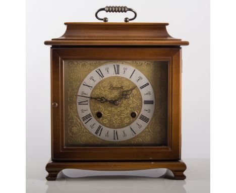Modern Prescott eight day mantel clock, German movement, height 24cms.